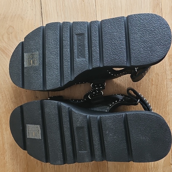 Dolce Vita Midnight Dubai Stud Crinkle Patent Leather Sandals - Picture 9 of 10